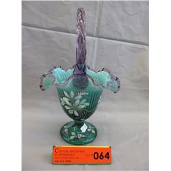 Signed - Fenton hand painted glass basket