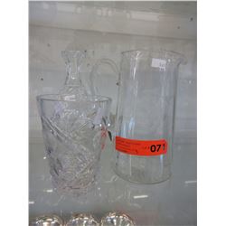 Vintage crystal vase & etched glass jug