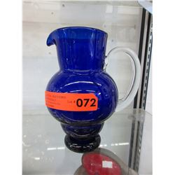 Cobalt Blue glass jug with applied handle