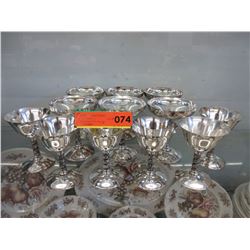 12 Silver plated wine glasses