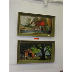 2 Framed pictures of farm scenes