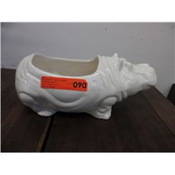 Large glazed ceramic Hippo plant holder