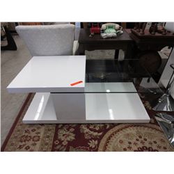 NEW - White lacquered swivel coffee table