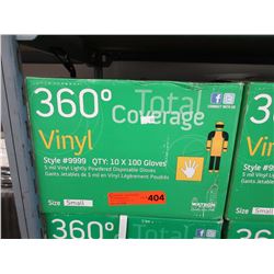 Case of vinyl lightly powered disposable gloves