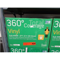 Case of vinyl lightly powered disposable gloves