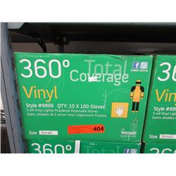 Case of vinyl lightly powered disposable gloves