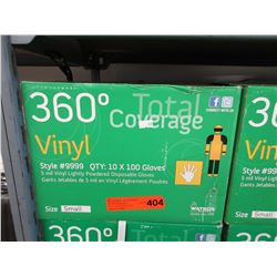 Case of vinyl lightly powered disposable gloves