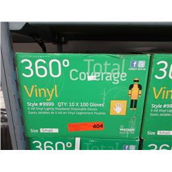 Case of vinyl lightly powered disposable gloves