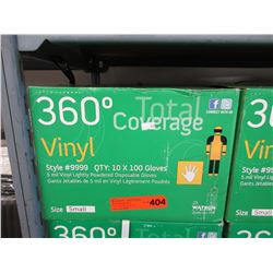 Case of vinyl lightly powered disposable gloves