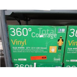 Case of vinyl lightly powered disposable gloves