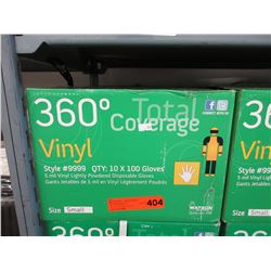 Case of vinyl lightly powered disposable gloves