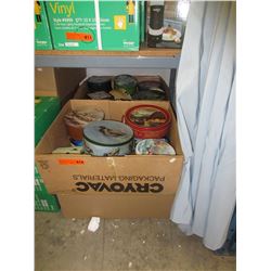 7 Boxes of decorative tins - mostly vintage