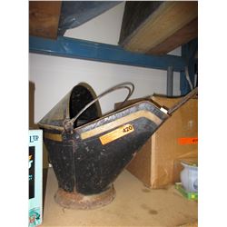 Vintage coal scuttle with shovel
