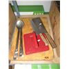 Image 1 : Used butcher block cutting boar, cleaver & more