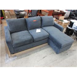 New  - Blue microfiber sofa with chaise end