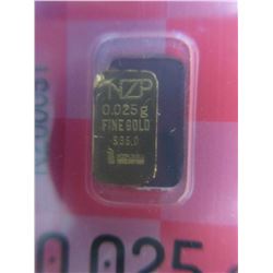 2 x .995 Fine Gold Bars - 0.025 grams each