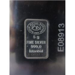 .999 Fine Silver Turkish Mint bar - 5 grams