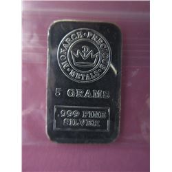 .999 Fine Silver "Monarch Mint" bar - 5 gram