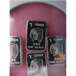 4 x .999 Fine Silver "Native Headdress" Art Bars