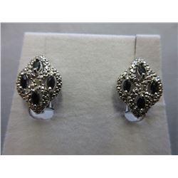New Pair Diamond & Sapphire cluster earrings