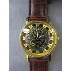 New Man's Gold face 2-sided skeleton watch