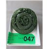 Image 1 : Hand carved 282 CT Green Jade Double Dragon Stone
