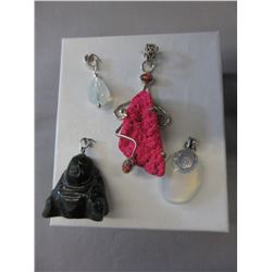 4 Sterling Silver gemstone pendants
