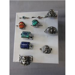 10 Estate gemstone rings - some Silver