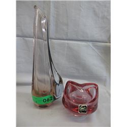2 Mid-Century  "Zelezny Brod Sklo" art glass vases