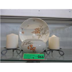 German porcelain lidded dish & plate