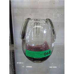 Heavy art glass vase - purple base