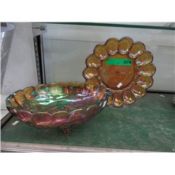 2 Retro carnival glass dishes