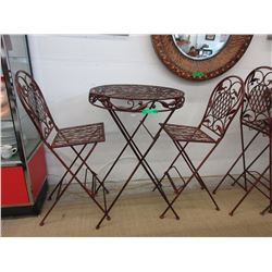 NEW - 42" Metal Folding patio table & 2 chairs