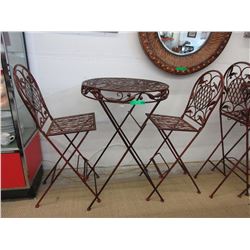NEW - 42" Metal Folding patio table & 2 chairs