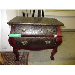 Wood stool with 2 drawer storage