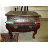 Image 1 : Wood stool with 2 drawer storage