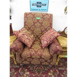 Vintage armchair with wood legs & casters