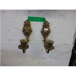 Pair of brass candle sconces