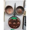 Image 1 : 3 Antique copper plated pans