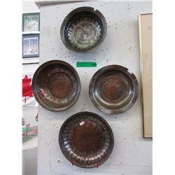 4 Vintage copper plated dishes