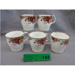 5 Royal Albert "Old Country Roses" coffee mugs