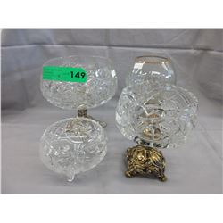 4 Footed crystal bowls