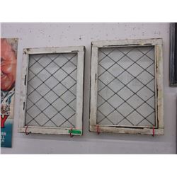 2 Antique leaded glass window panes