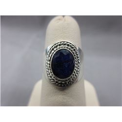 Custom made Bezel-set Oval Blue Sapphire Ring