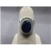 Image 1 : Custom made Bezel-set Oval Blue Sapphire Ring