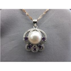Pearl & Amethyst Pendant & Necklace set