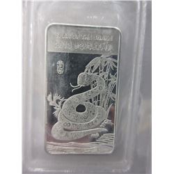 .999 Fine Silver 2013 Year of the Snake Silver Bar