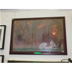 Wood framed golf print