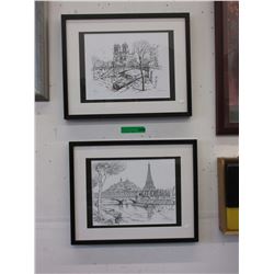 2 Framed G. Pierre prints of Paris