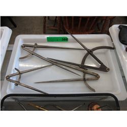 4 Vintage cast metal protractors